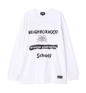 即決 未使用【NBHD×Schott×KOSTAS SEREMETIS】ネイバーフッド ショット ロンT 白 L 新古