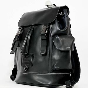 極美品●コーチ COACH リュック バッグパック リビングトン マンハッタン メンズ ビジネス 大容量 A4 ブラック 黒 レザー 本革 ディパック