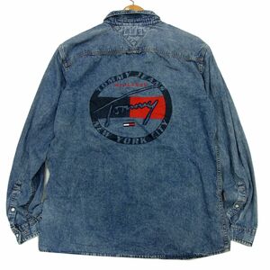 ■TOMMY HILFIGER ダンガリーシャツ オーバーシャツ ケミカルウォッシュ メンズ トミーヒルフィガー 1円スタート