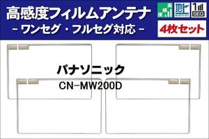 地デジ パナソニック Panasonic 用 フィルムアンテナ 右2枚 左2枚 4枚 セット CN-MW200D 対応 ワンセグ フルセグ ナビ 受信