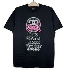 超激レア希少！新品タグ付き！STUSSY ステューシー×CRASH 池袋チャプト リニューアル記念コラボ限定WネームTシャツ L ブラック 入手困難