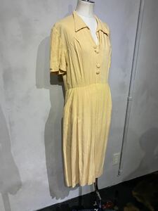 【即決】50s レーヨンワンピース　ヴィンテージ ロカビリー　vintage usa アメリカ 古着 ビンテージ 50年代