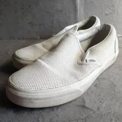 【VANS】 バンズ (25.5) メンズ ホワイト スリッポン