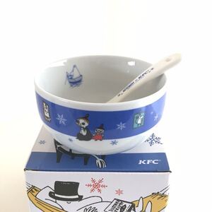 即決早い者勝ち【未使用】 クリスマス 可愛い ケンタッキー スプーン付き ムーミンボウル ブルー デザイン 食器 KFC MOOMIN リトルミィ 青