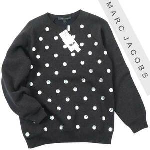 【SALE】新品 MARC JACOBS L/S CREW NECK SWEATER 定価185,760円 sizeXS ブラック K51486840 マークジェイコブス ビジュー スウェット