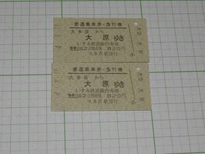 【いすみ鉄道】大多喜駅発行　普通乗車券・急行券　大多喜から大原　820円　2枚　総額1640円　A型　R4