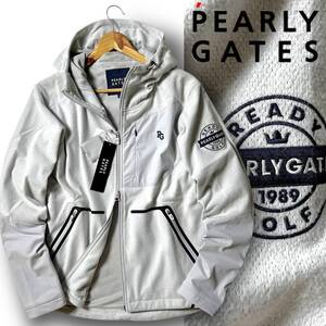 新品 PEARLY GATES パーリーゲイツ 定4.6万 メッシュインレー裏起毛 2層フリース 防風 保温 パーカー フリースジャケット 4 M 秋冬 ◆B4903