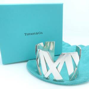 【送料無料】 極希少 Tiffany&Co. ティファニー エクストラ ラージ アトラス シルバー カフ バングル AG925 SV ブレスレット HA225