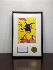 DEATH NYC 額付き 世界限定100枚 ポップアート flower thrower バンクシー banksy Kaws カウス 現代アート 小サイズ