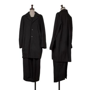 コムデギャルソンCOMME des GARCONS ウールマルチポケットストライプセットアップ 黒白M