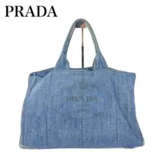 【美品✨】PRADA カナパ デニム インディゴ 三角ロゴ ハンドバッグ