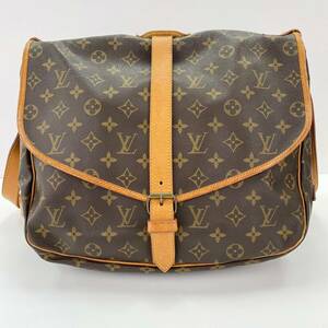 1円 ルイヴィトン Louis Vuitton ソミュール ショルダーバッグ PVC レザー ブラウン モノグラム YH551