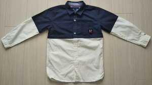 美品★TOMMY HILFIGER★トミーヒルフィガー★長袖シャツ★110cm★120cm★6★紺★白★ツートーンカラー★定価8000円