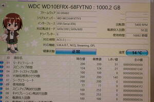 LL2341# WDC RED WD10EFRX-68FYTN0 1TB HDD ハードディスク 3.5 SerialATA 使用時間：16882時間