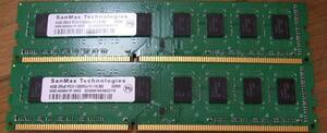 SANMAX PC3-12800 DDR3-1600 4GB 2枚 合計 8GB 即決! 49_065