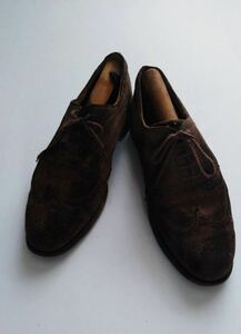 ビンテージ チーニー スウェードウイングチップ/CHEANEY/ビジネスシューズ/カントリー/26.5cm/8/ブラウン/ヌバック/スエード