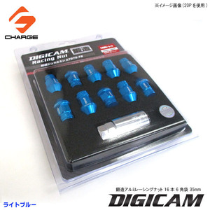 鍛造アルミレーシングナット 16本 19HEX 6角袋 35mm P1.25 ライトブルー DIGICAM / デジキャン AN6F3512LB-DC16