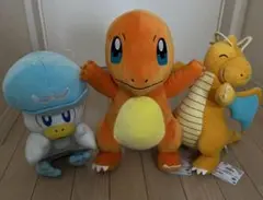 ポケットモンスター　ぬいぐるみ　3コセット　ワックス　カイリュウー　ヒトカゲ