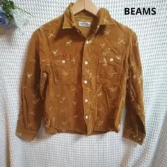 【人気☆BEAMS　BOY】コーデュロイ　ブラウン柄　シャツ　オシャレ　鹿　鳥