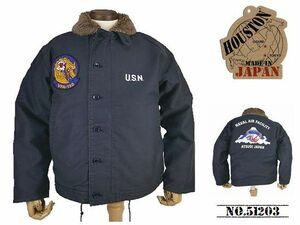 【送料無料 26%OFF】HOUSTON ヒューストン CUSTOM N-1デッキジャケット USED WASH　(GOLDEN DRAGONS) 　日本製 　NO.51203 　NAVY_42