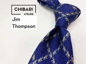 【超美品】Jim Thompson　ジムトンプソン　ゾウさん柄 ネクタイ 3本以上 送料無料 メンズ ネイビー　1205049