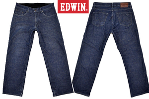 K-4346★美品★EDWIN エドウイン INTERNATIONAL BASIC FW03S★秋冬 防寒 裏起毛 日本製 濃紺デニム ストレッチ ストレート ジーンズ W-33