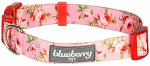 新品未使用 直輸入 Blueberry Pet 犬首輪 ローズプリント ピンク 中型犬用 幅2cm 首回り37cm-50cm