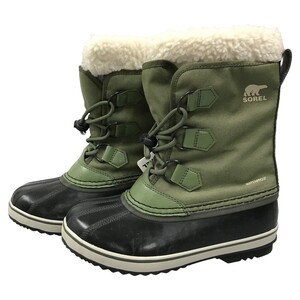 ## SOREL ソレル ユート パックナイロン ウォータープルーフ キッズ ウィンターブーツ 21cm NY1962-371 カーキ やや傷や汚れあり