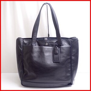 ★1円 dunhill/ダンヒル TRAVELLER/トラベラー トートバッグ L3V781N/ダークネイビー/レザー/ネームタグ・Gカード付き&2045600006