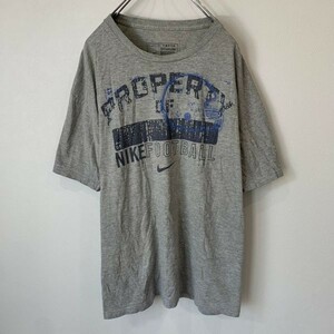 [KWT677] ナイキ 半袖プリントTシャツ グレー メンズ XL ポス