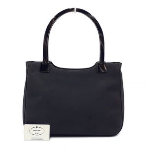 ◆良品◆ プラダ PRADA ハンドバッグ トートバッグ 鞄 B8528 プラスチックハンドル プラハンドル スエード チャコール系 01-24111903-Q