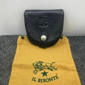 KO1315□IL BISONTE イルビソンテ コインケース 小銭入れ ブラック レザー 保存袋付き 状態良好