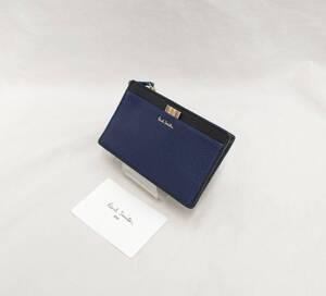 Paul Smith ポールスミス コインケース パスケース ネイビー 紺色 マルチカラー ストライプ 牛革 羊革 インポート PSC614 店舗受取可