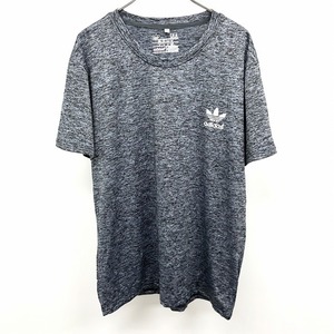 adidas TREFOIL アディダス トレフォイル L メンズ Tシャツ 強めのストレッチ ロゴプリント 半袖 ナイロン×ポリウレタン ヘザーネイビー系