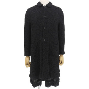 ◆美品◆ コムデギャルソン COMME DES GARCONS コムコム 総レース コート メンズ ブラック sizeL RN-J010 AD2014 2014AW 裾フリル [Y03163]