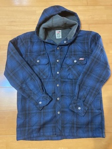 【USED】GENUINEーDickies　 ジェニュイン ディッキーズ　パーカージャケット チェック 青＆黒　サイズ：S/P（34～36） 