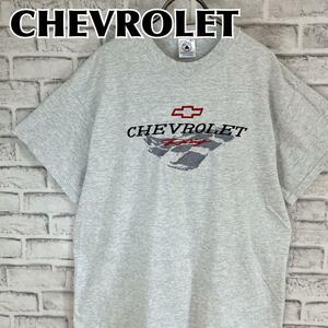 Chevrolet シボレーレーシング センターロゴ刺繍 Tシャツ 半袖 輸入品 春服 夏服 海外古着 会社 企業 車 カー