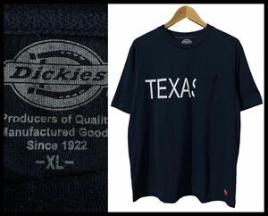 送料無料 G② XL サイズ Dickies ディッキーズ 半袖 TEXAS テキサス 隠し プリント 胸ポケット Tシャツ カットソー 紺 ネイビー