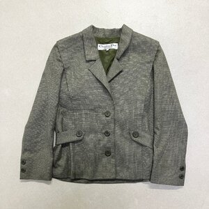 ●Christian Dior PRET-A-PORTER クリスチャンディオール テーラードジャケット ブレザー C-TK-286 カーキ系 サイズ9 レディース 0.52kg●