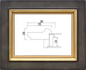 油絵/油彩額縁 木製フレーム 高級額縁 アクリル付 7103 サイズ F10号 アッシュグレー