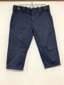 O-1370 Dickies ディッキーズ カラークロップドパンツ ワークパンツ W28 ネイビー