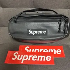 supreme 24fw レザーウエストバッグ　ステッカー付き