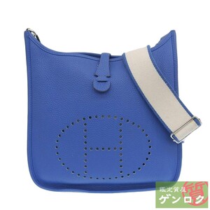 【中古】HERMES エルメス エヴリン3 ショルダーバッグ 斜め掛け ブルー レザー 〇J刻印 2011年 レディース【質屋】【代引き手数料無料】