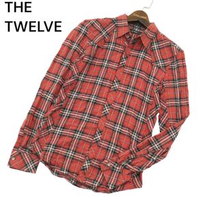 THE TWELVE ザ トゥエルブ 通年 長袖 ウエスタン★ チェック シャツ Sz.48　メンズ 日本製　A4T03610_4#C