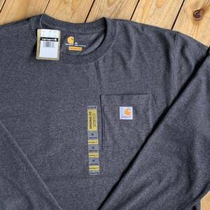 新品 Carhartt カーハート 長袖Tシャツ ロンT メンズ XLサイズ ワーク ワンポイント カジュアル ストリート ビッグサイズ グレー T2350