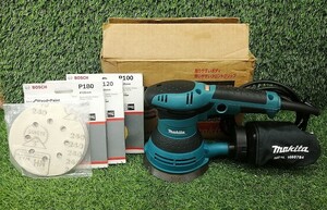 中古品 makita マキタ 125mm ランダムオービットサンダ BO5041 + サンディングペーパー #180 #120 #100 P180 P120 P100 他 セット