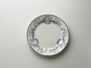 良品　フランス　アンティーク　Sarreguemines サルグミンヌ 　/ “MOZART” 可憐なリボンリースの平皿プレート