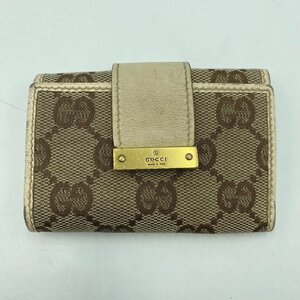 【中古】GUCCI 74212 キーケース 6連＜小物＞グッチ ベージュ ブランド レディース キャンバス キーリング