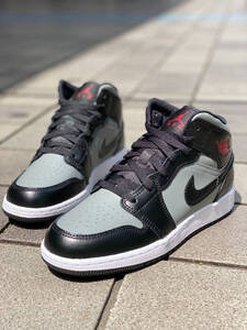 正規品 【us6】 NIKE ナイキ AIR JORDAN1 MID エアジョーダン1 ミッドカット AJ1 パーティクルグレー NBA 24㎝ ジャンプマン シャドウ 