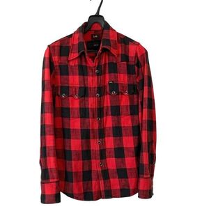 【即決】 AKM × Lee エイケイエム Lee別注 block check western shirts チェック柄 ウェスタンシャツ S055 / 赤黒 / M / 2011年製 /